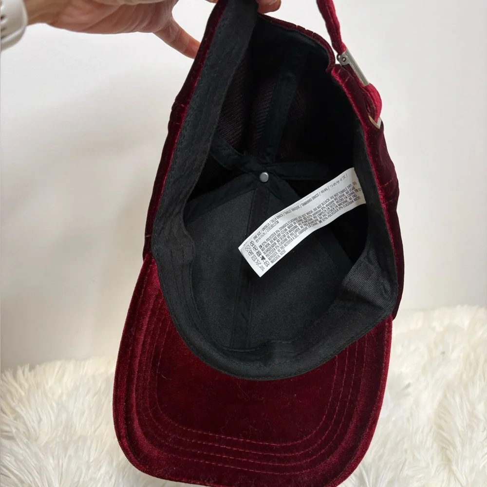 Velvet Baseball Cap Womens One Size Dark Red Maroon Burgundy Adjustable Hat - Picture 6 of 8